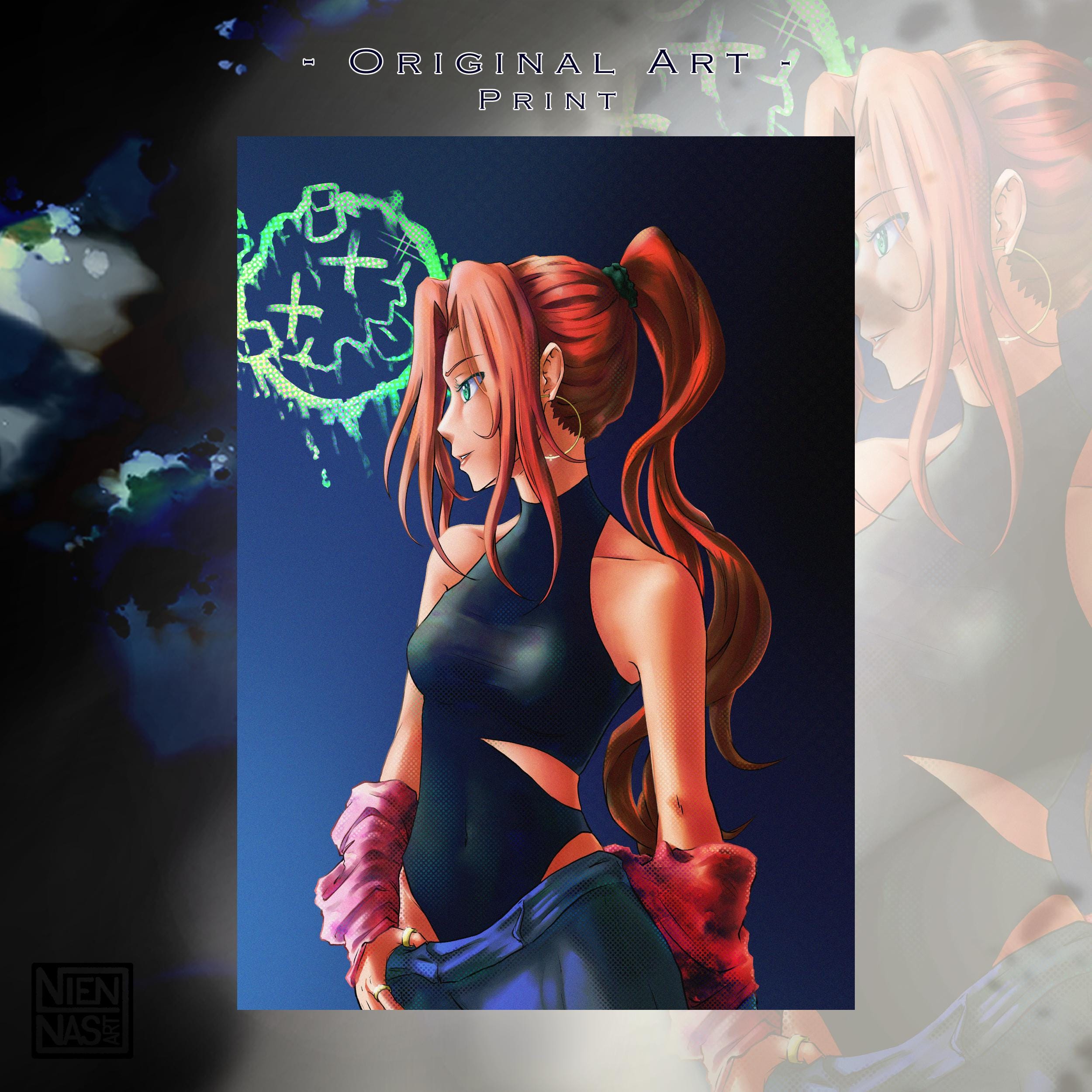 Neon Rika - Original Charakter, Kunstdruck